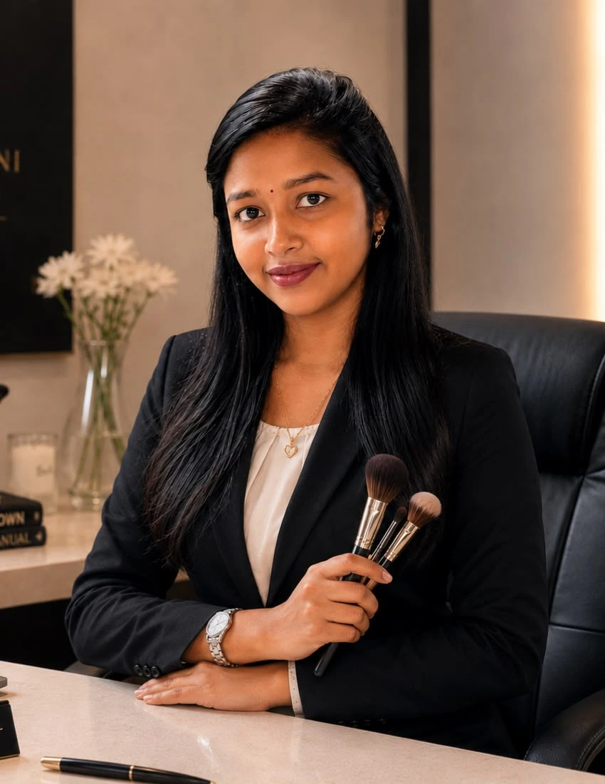 Sri Dharshini, professional bridal makeup artist in Nagercoil at Sparkle by Sri.